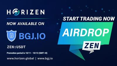 horizenglobal's tweet photo. We are now listed on @bgj_io! To celebrate our new listing, we are giving away 70,000 CNY (approx. $10,000USD) of $ZEN. Be sure to register on #BGJ before Oct. 13th. #AirDrop 
Learn more: https://t.co/6Zs9UTUoQ5 https://t.co/t3I0AJbC4Z