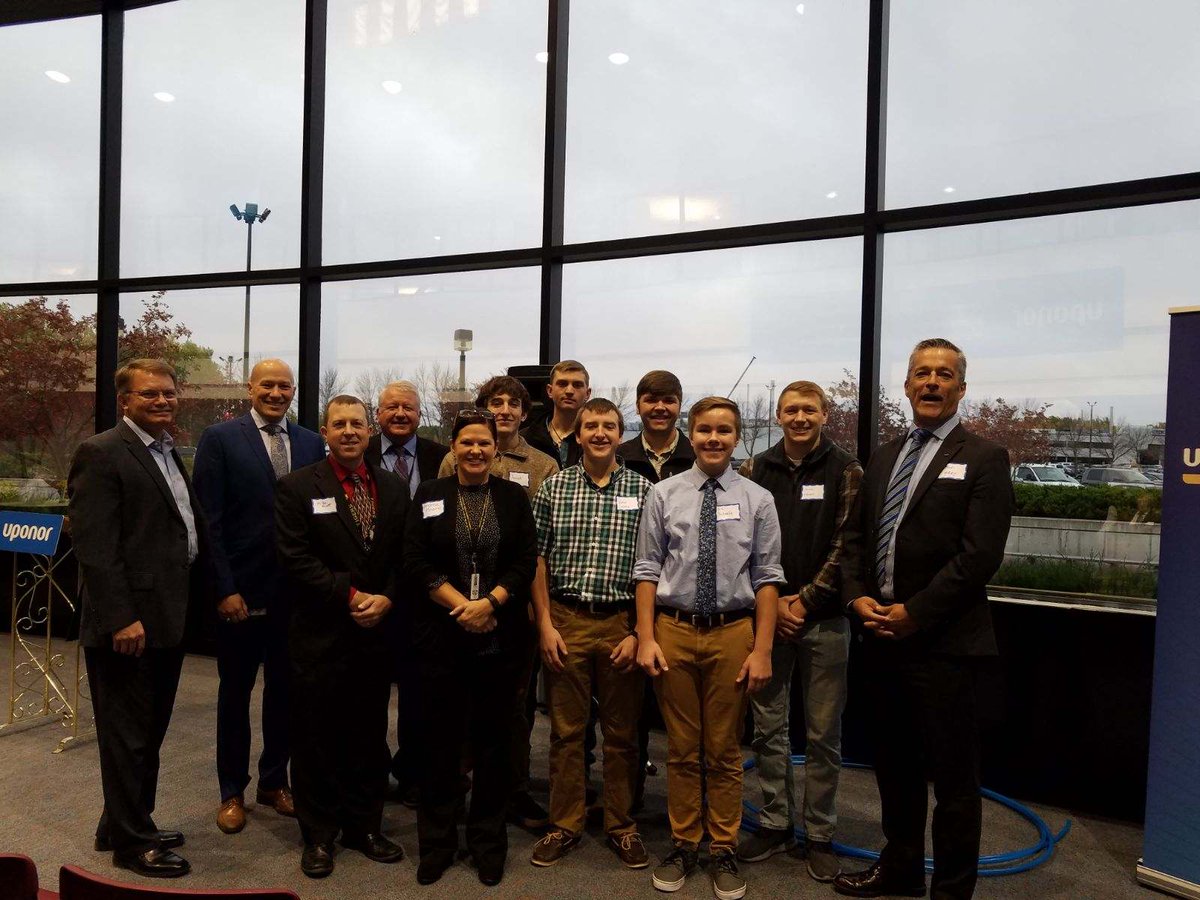 HutchTigers's tweet photo. Thank you to DJ, Ethan, Jacob, John, Jordan, and Reid for representing @HutchTigerPath at the @Uponor Grand Opening pipe cutting! The six were highly recommended by their instructors for this honor. #WeAreHutch https://t.co/bODBGSg4fD