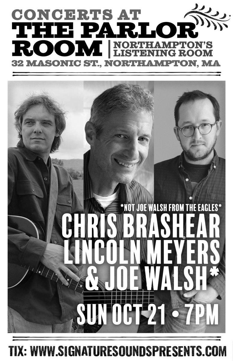 Chris Brashear, Lincoln Meyers & Joe K. Walsh Sun 10.21 @ The Parlor Room