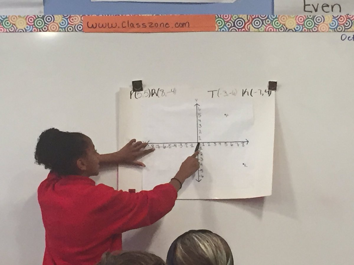 principal_CP's tweet image. Kendall teaches the class how to plot points on a coordinate plain.