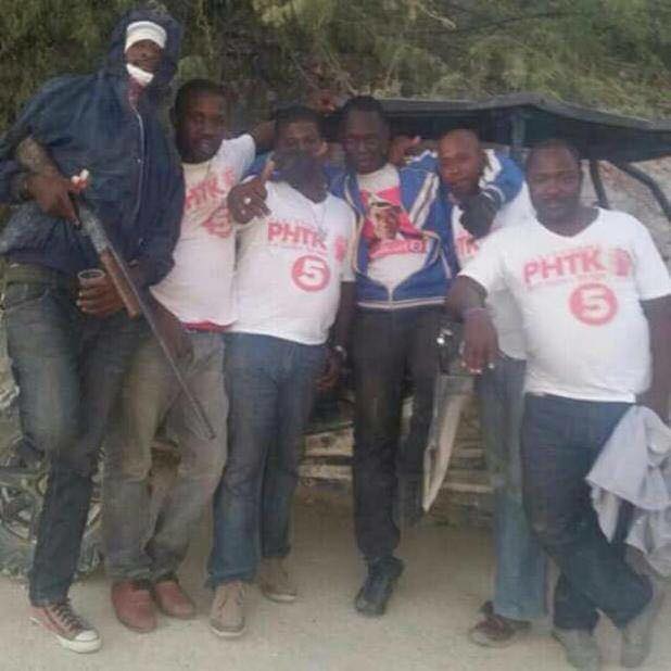 ReparationsH's tweet photo. @Stanleylucas01 @DG_PNH Meet Stanley Lucas's #PHTK #Macoute #Deathsquads!

These are the 'Paid Killers' working for Lucas &amp; #Haiti's 1%.

On Oct 17, 2018 these Killers WILL be Ready to Kill Anti-PHTK Protesters!

#StanleyLucas = #Propagandist #Duvalierist #TontonMacoute #Murderer. https://t.co/7s6HCodyqS