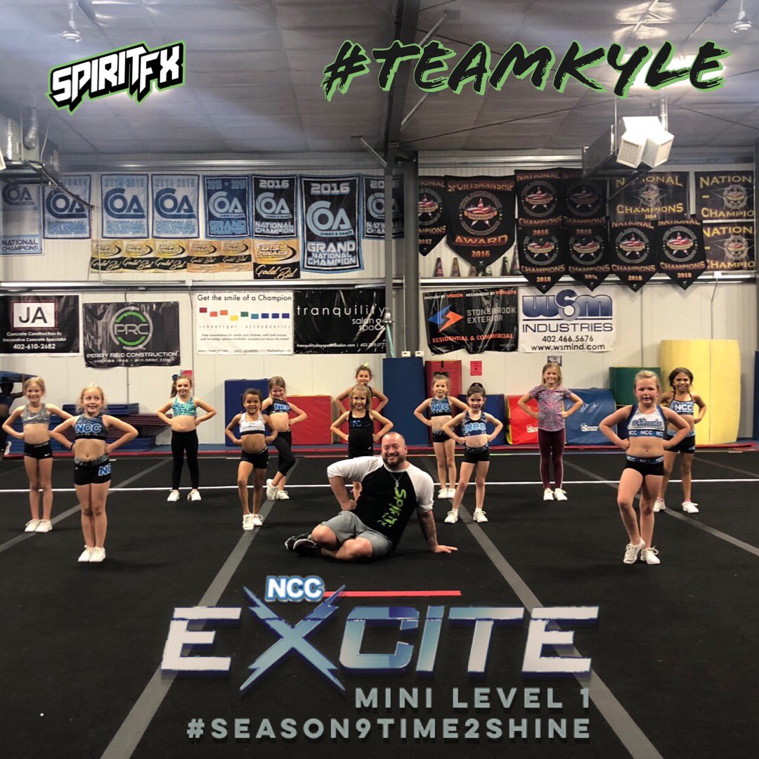 TeamSpiritFX's tweet photo. Don’t let these little ones fool you, @nebraskacheercenter Excite is going to dominate in the Mini 1 Division!! 💪🏼😍💚 #teamspiritfx #teamkyle https://t.co/21zgW0GTZv
