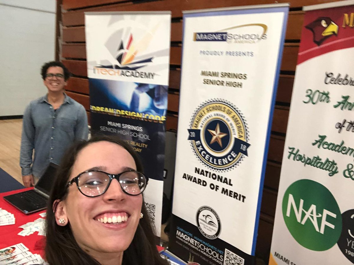 MiamiSpringsSHS's tweet photo. Mr. Barge from our iTech Academy Magnet Program and Ms. Acosta from our AOHT Magnet at the HML Magnet Fair. Showcasing outstanding Magnet Programs @MiamiSpringsSHS and of course they are awesome as well! @HawksHub @MDCPS @MDCPSCentral @MagnetSchlsMSA @miamimagnets https://t.co/lkb2ZkZz8m