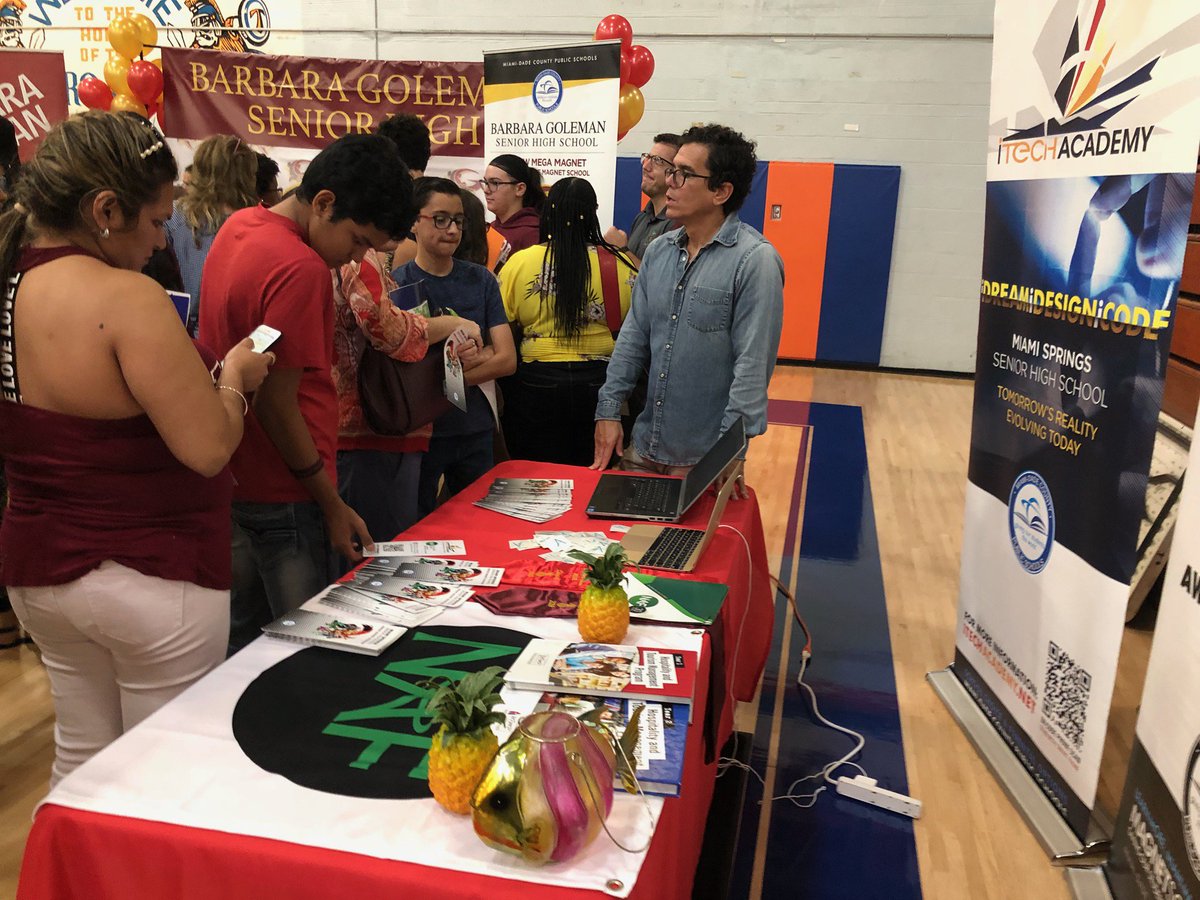 MiamiSpringsSHS's tweet photo. Mr. Barge from our iTech Academy Magnet Program and Ms. Acosta from our AOHT Magnet at the HML Magnet Fair. Showcasing outstanding Magnet Programs @MiamiSpringsSHS and of course they are awesome as well! @HawksHub @MDCPS @MDCPSCentral @MagnetSchlsMSA @miamimagnets https://t.co/lkb2ZkZz8m