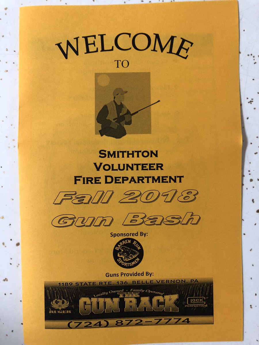 SmithtonVFD's tweet photo. Two days away from the Fall Gun Bash!

Doors at 2pm
Delicious food
Take your winnings home that day!
Refreshments included
Guest admission for $10 https://t.co/N8YoBhJFLO
