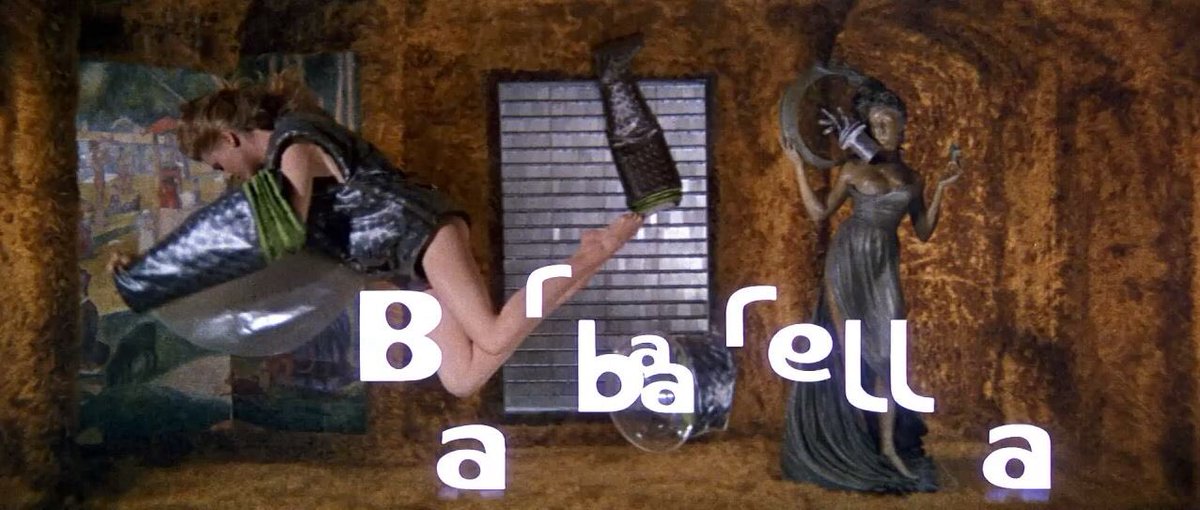 gothamphotochem's tweet photo. On October 11th, 1968, Roger Vadim’s BARBARELLA was released.  

It was photographed in Anamorphic Panavision by Claude Renoir, nephew of Jean Renoir. Claude Renoir was renowned for his use of color cinematography, especially in his uncle’s groundbreaking 1951 film, THE RIVER. https://t.co/MrawTMQcMN