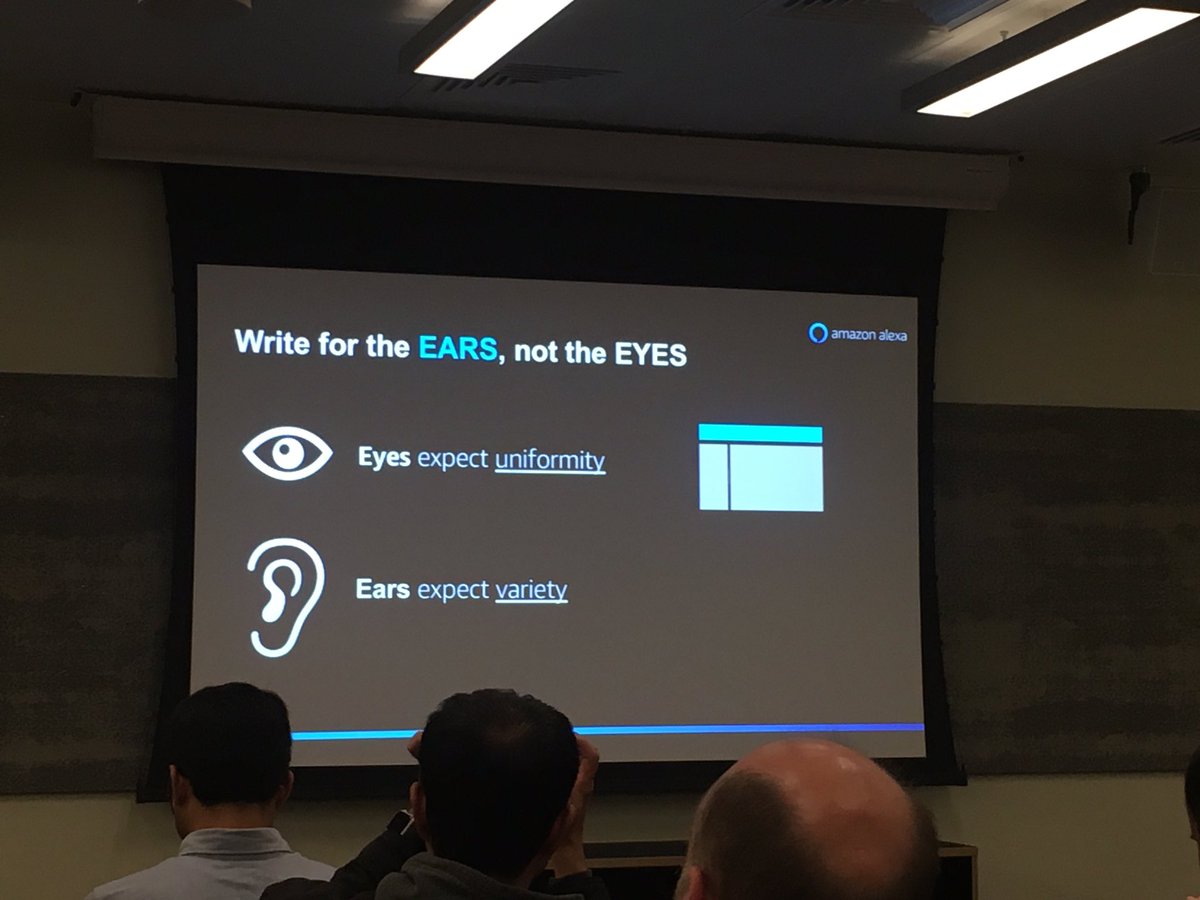 oelsu's tweet photo. “Reduce the gap between intention and outcome” the bottom line when designing for Voice UI with @muttonia @amazon #alexa #vui #ux https://t.co/4KjYFqbsja