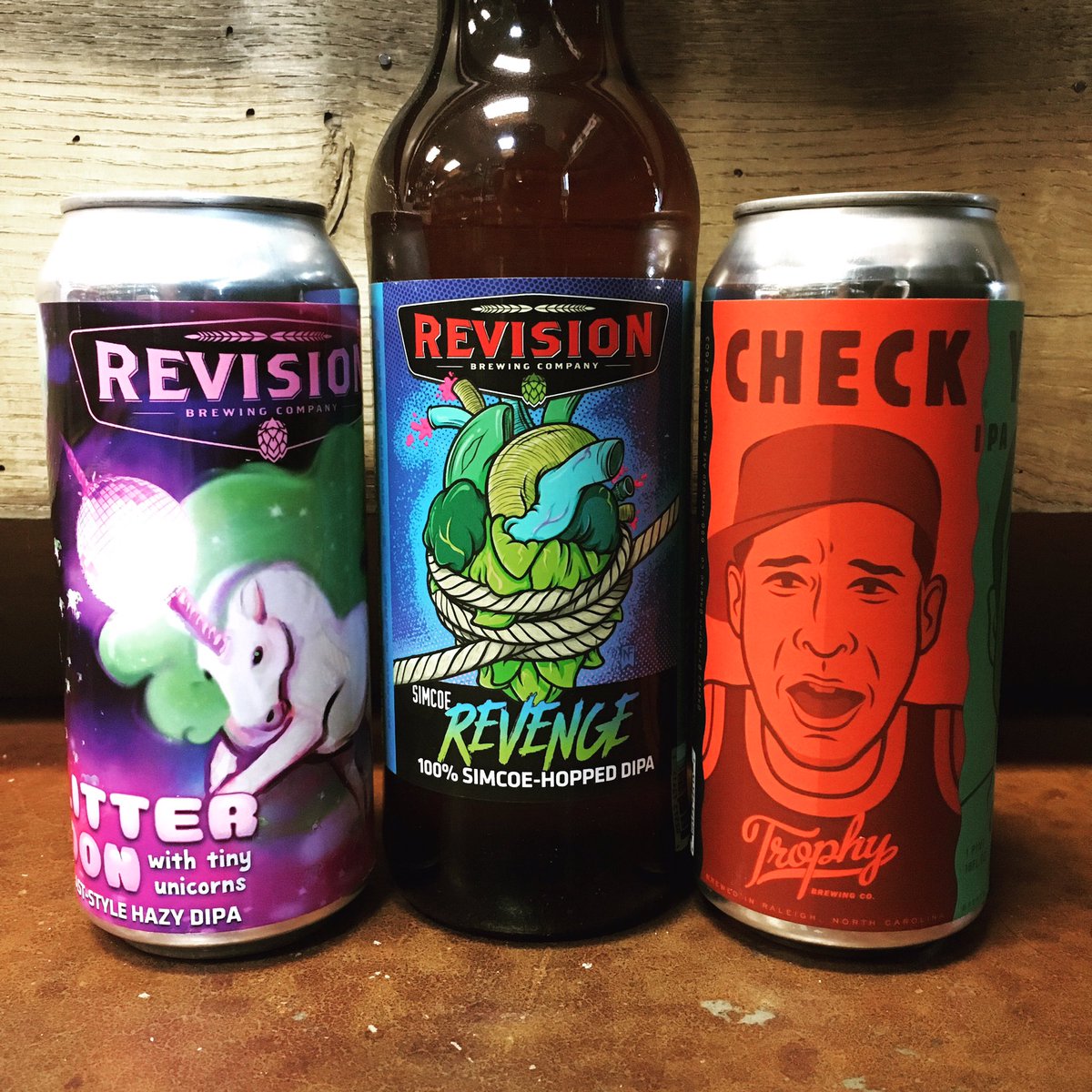 Despite the wet weather, we are indeed OPEN for business! New hoppy goodies in for the IPA lovers amongst us. Cheers to <a href="/DoctorLupulin/">RevisionBrewingCo</a> and <a href="/Trophybrewing/">Trophy Brewing Co</a> #hoptotheyard