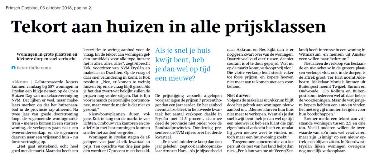 Leuk artikel in het @FD_economie over de woningmarkt in Friesland waarin ik wordt geciteerd.