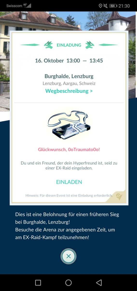 0oTraumato0o's tweet photo. Wurde auch Zeit✌️
#PokemonGO
#ExRaidInvitation
#Exraid
#ExDeoxys
#EXraidGym https://t.co/6KDZpZ5v6P