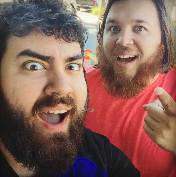 SuperBeardBros's tweet photo. Is this a camera? Is this a photo? Is this a selfie? Is this a bit? Wait⦠actually, is that a caution cone? #thisisabit #throwbackthursday @JKCompletesIt @FacianeA https://t.co/ACl6mMQGtP