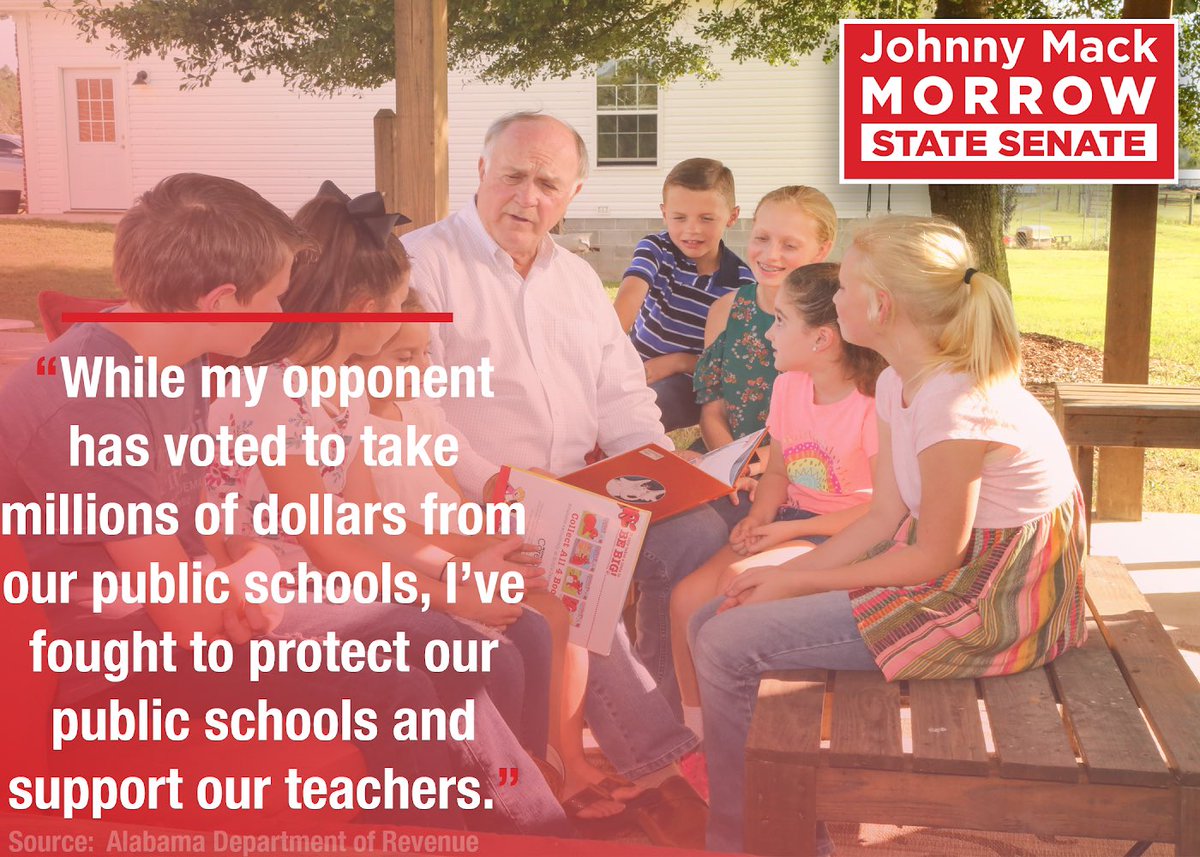 ElectJohnnyMack's tweet photo. I’m the only candidate who is 100% for public education. While my opponent has voted to take millions from public schools in district 6, I’ve fought for more money and resources for our schools. https://t.co/TO4yPIebIg