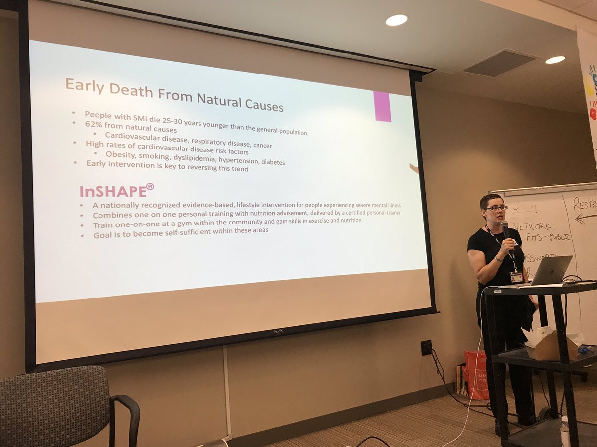 PhilWardAu's tweet photo. Bolts from the Blue #3 - Laura Kernan from Massachusetts Mental Health Center outlines InSHAPE - in young people with mental illness #iphYs https://t.co/smt5evlCRo