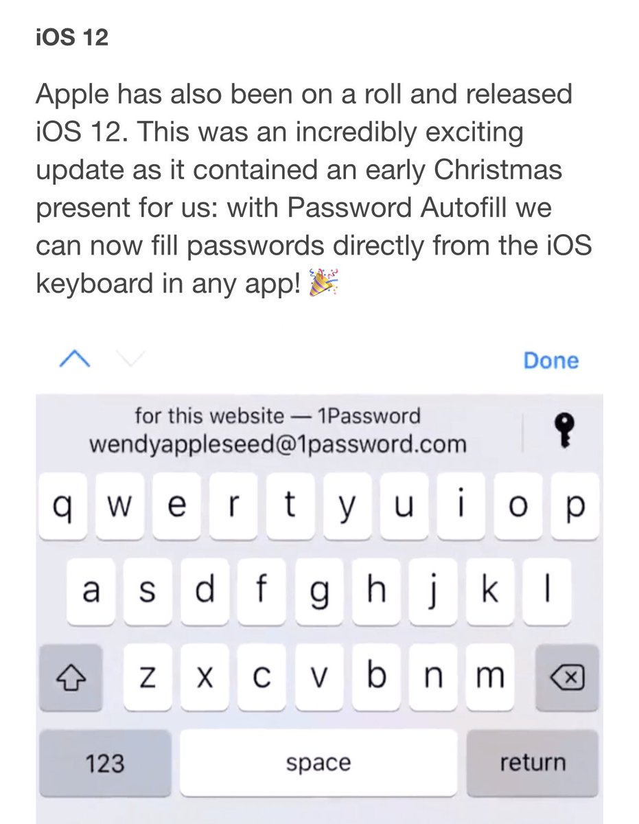 joedixon's tweet photo. Hands down the best addition to iOS 12. Nice work @1Password 👌 https://t.co/NiWdBK1piT