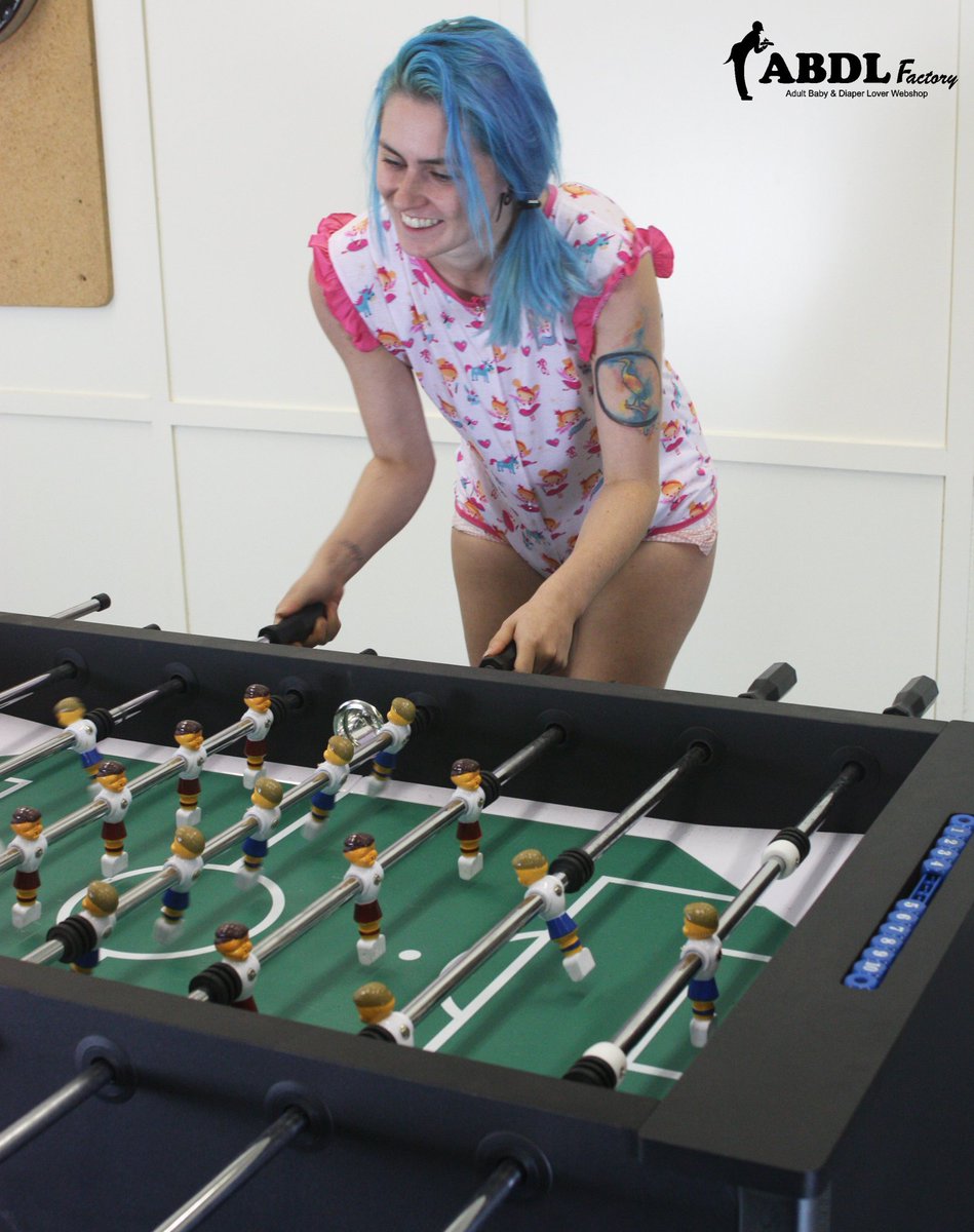 AbdLfactory's tweet photo. #ABDLfactory - Cute ABDLgirl playing table soccer (8-9) #abdlgirl #abdl #diapergirls #abdlshop #ageplay https://t.co/qeN2IzZA2A