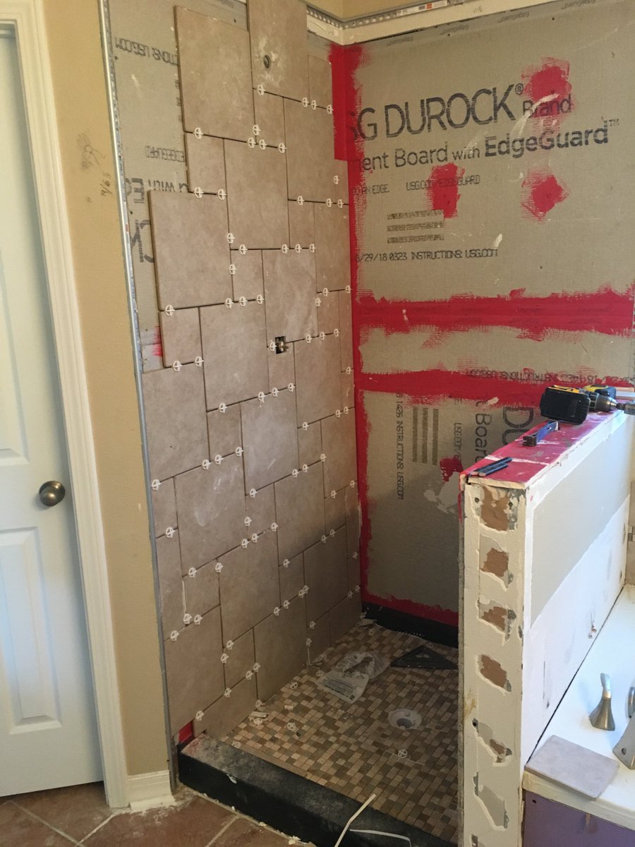 ynotsurftoday's tweet photo. Shower with a pinwheel tile layout... https://t.co/TjUNwnKLAs