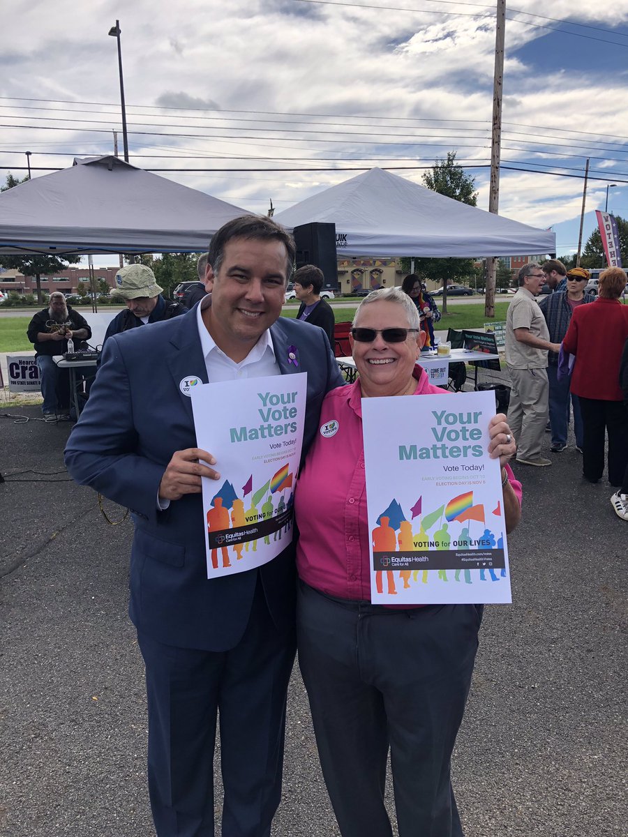 MayorGinther's tweet photo. Proud to support the Come Out to Vote event today with Chris Cozad, LGBTQ liaison on my cabinet. Your vote matters! #ComeOutToVote #GOTV https://t.co/Vflb8jqJxM