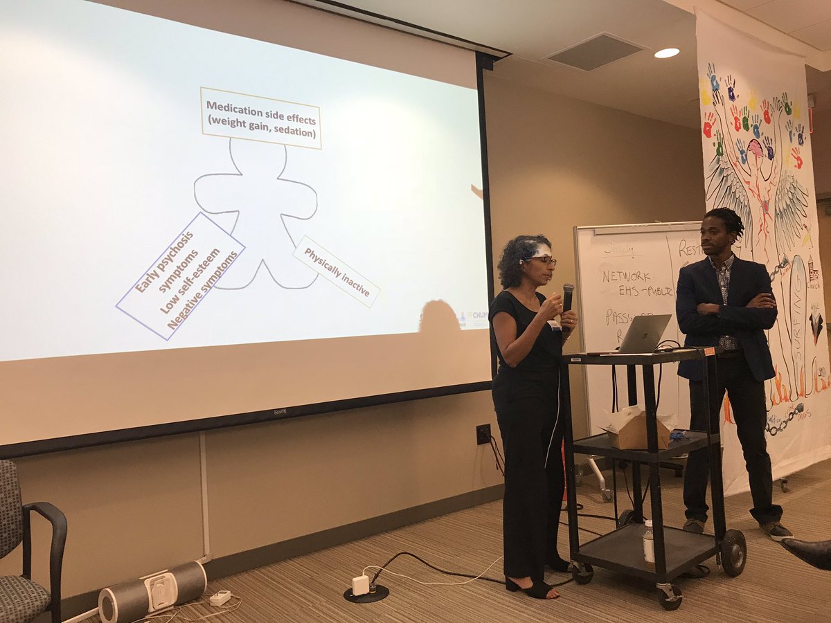 PhilWardAu's tweet photo. Amal Abdel-Baki and @aj_romain from Montreal outline methods to enhance physical activity in FEP youth - Bolt from the Blue #5 #iphYs https://t.co/ASS8QYHWKX
