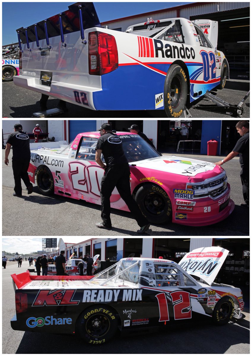 youngsmtrsports's tweet photo. The garage is open, we’re unloaded and getting ready for some @NASCAR_Trucks racing at @TalladegaSuperS! 

Trucks will hit the track for the first time tomorrow at 10:05am ET for their opening practice session. Watch live on FS2. #Fr8Auctions250 #NASCAR https://t.co/e9SsSpNKjZ