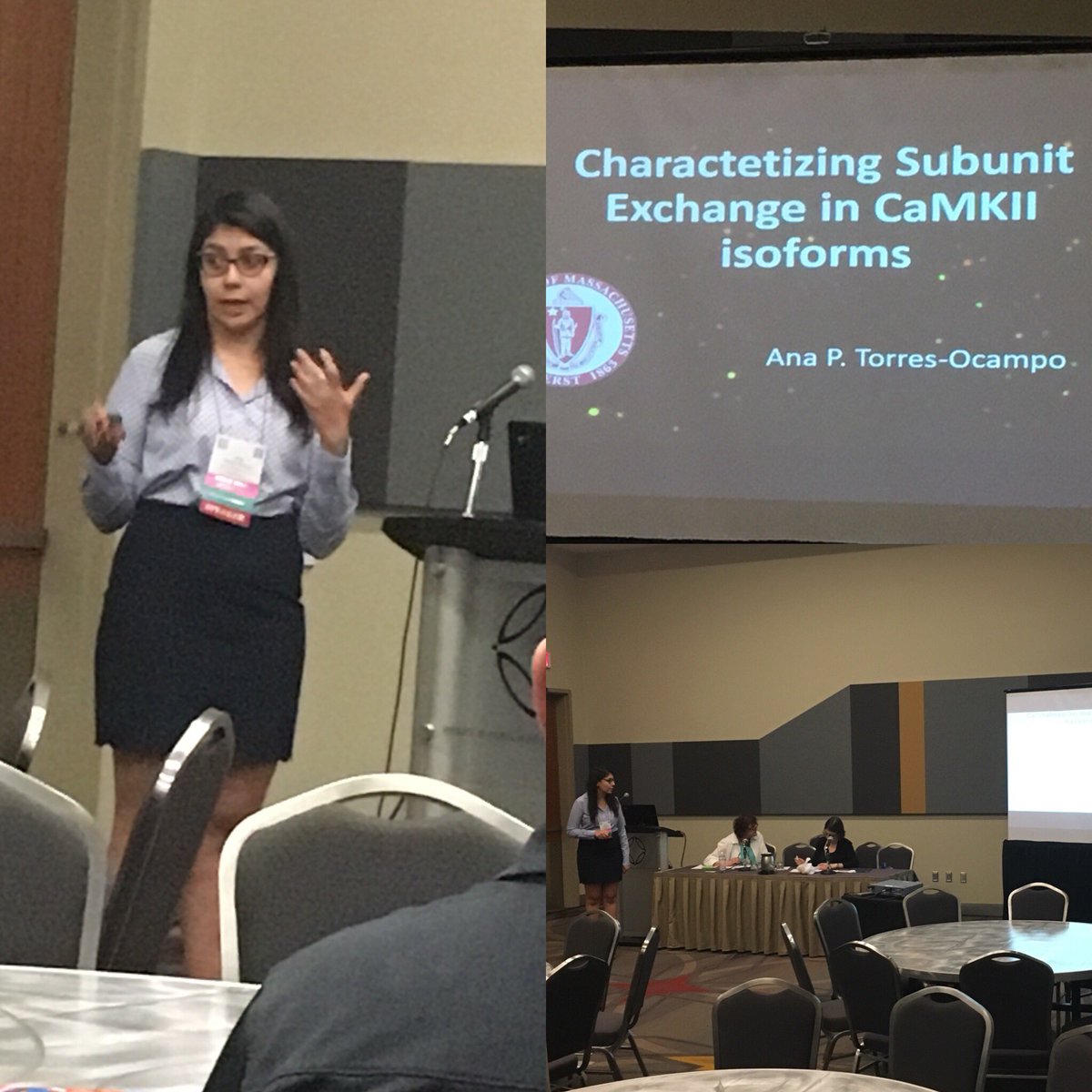 Ana <a href="/atorresocamp/">Ana P Torres-Ocampo</a> great talk at #SACNAS2018 on CaMKII swapping.  <a href="/StrattonLab/">Stratton Lab</a>