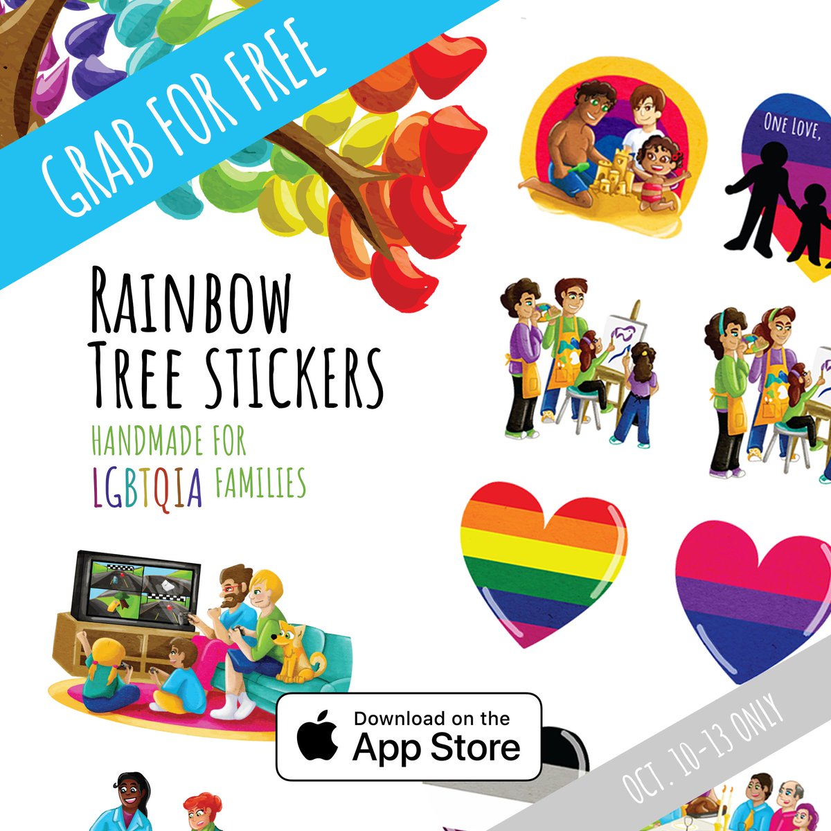 KerchunkGames's tweet photo. Rainbow Tree Stickers for #iMessage are #FREE for Oct 10-13 in celebration of @atlantapride and @OrlandoPride. Get them here! https://t.co/xTZxndP2tb 💛💚💜❤

#KeepDancingOrlando #AtlantaPride #AtlantaPride2018 #ComeOutWithPride https://t.co/p69BZ6rxFL
