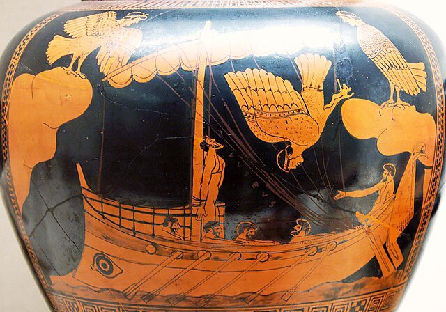 Odysseus and the Sirens, eponymous vase of the Siren Painter, c. 475 BC