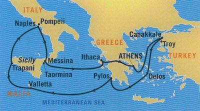 Map of the Mediterranean Sea