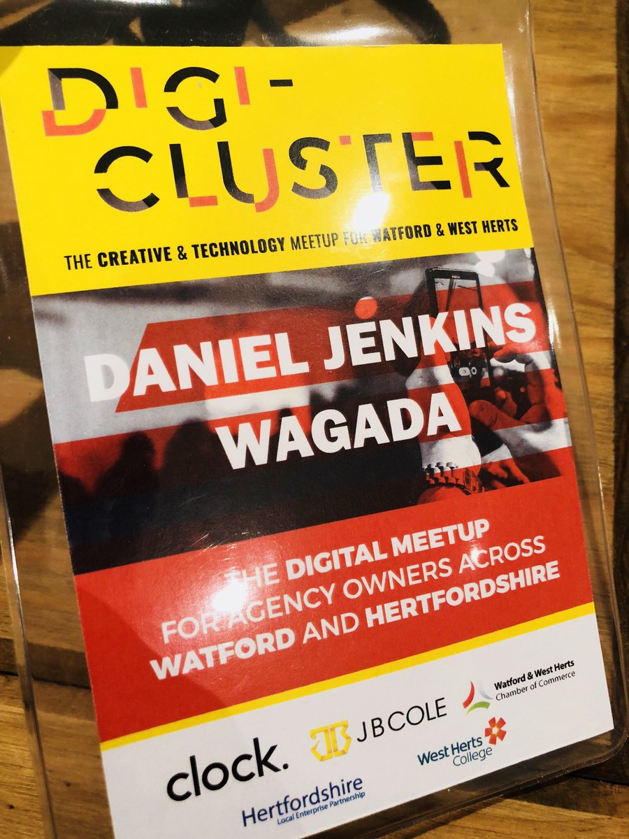 DanWJenkins's tweet photo. It was great to be at #DigiCluster this evening for #WagadaHQ. An excellent opportunity to gain valuable insight and discuss all things #digital with some of Hertfordshire’s leading agencies. @wagada_stalbans https://t.co/4xX7EpG6NF