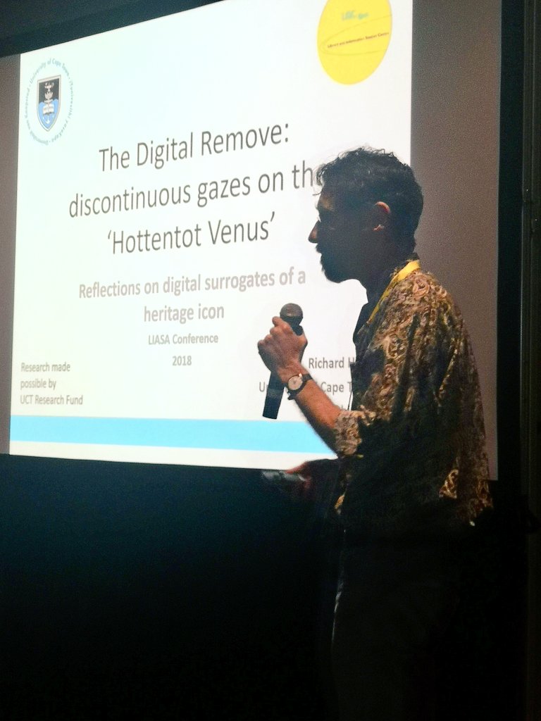 theresaschoeman's tweet photo. @higgsri @UCTLisc on the digital remove:discontinuous gazes on the shared heritage of the "Hottentot Venus" #LIASAConference #LIASA2018 @LIASANews @UCTLibrary https://t.co/4WPXzXG5ee