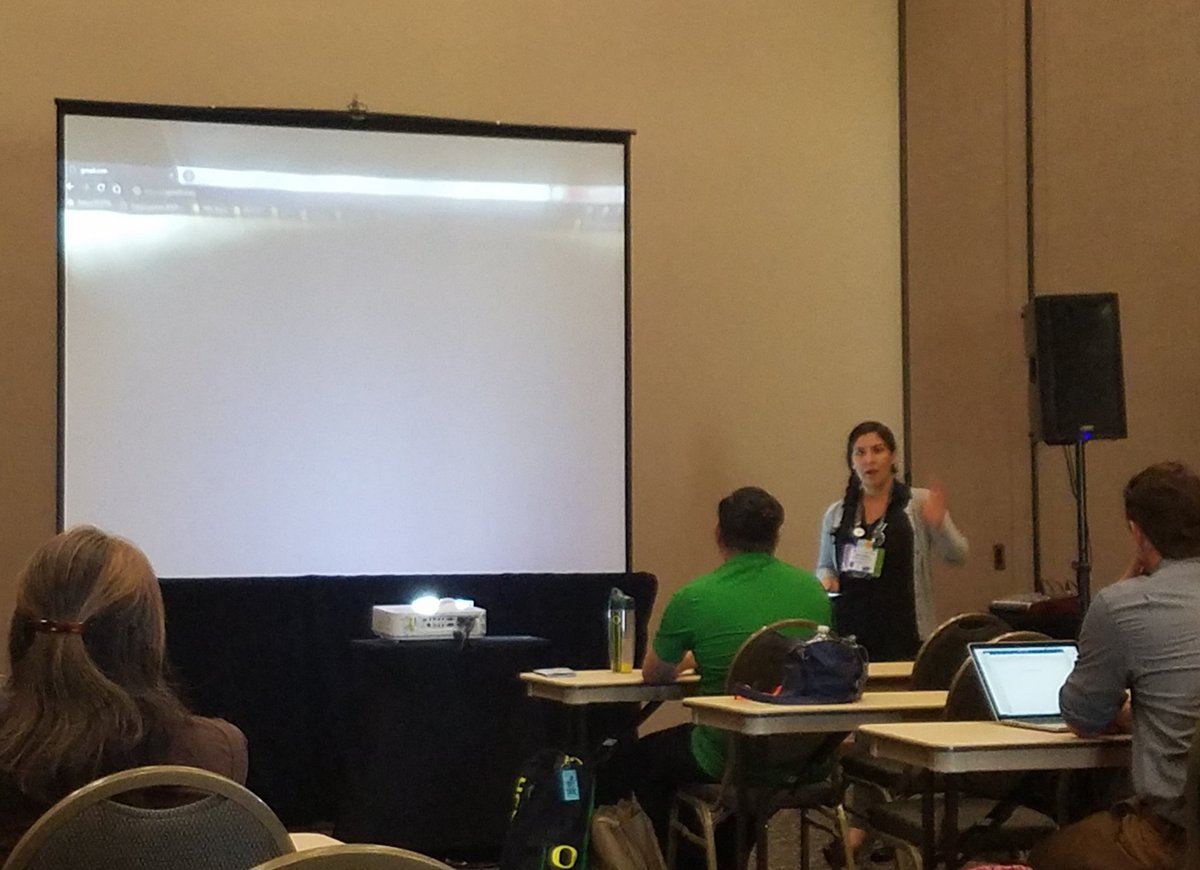 c_brunsvold's tweet photo. Vanguard Cabinet's Rachel Rodriguez presenting on Social Skills for the Socially Awkward... and when things go wrong. Presented like a pro without a slide deck. Another great tip! #GISPro2018 #CalGIS2018 @URISAVC https://t.co/uKJACPrzzw