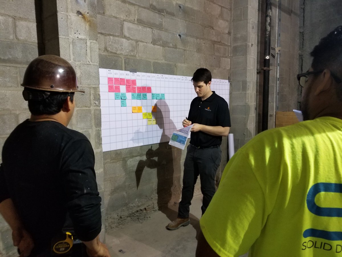TRINITYBCM's tweet photo. Trinity BCM, Chick-fil-A, and JLL performing a pull planning session in Manhattan, NY. #TrinityBCM #GoLean https://t.co/eEXVAkwb9h
