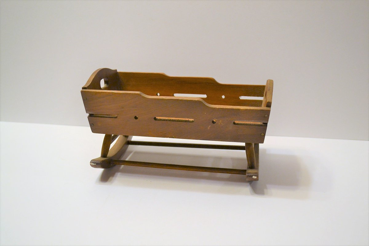 antique wooden doll cradle