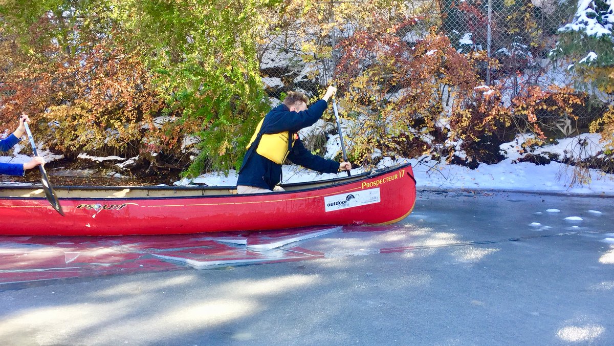 JanderTalen's tweet photo. Stunning day for some paddling action. “The water was like glass” - a different kind of glass in certain sections of the lagoon today. Thanks UofC Outdoor Centre for the lessons. @cochrane_high #OutdoorEd #ShackletonExpedition? #OvercomingObstacles #RVSEd https://t.co/Vb1dBPRO10