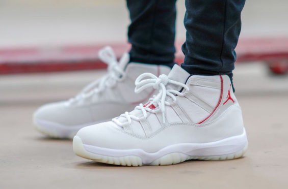 jordan 11 platinum tint on feet