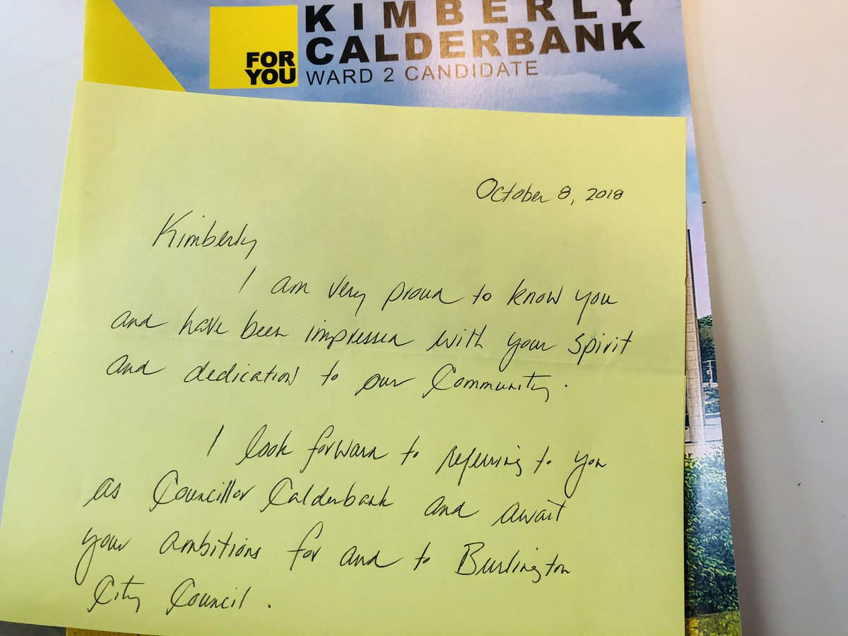 kimcalderbank's tweet photo. The positive response is overwhelming. I am humbled by the notes I receive daily from constituents. I am a fierce believer in the power we have as a #Community to embrace collaboration &amp; positivity. As your #BurlWard2 Councillor I will represent YOU &amp; your voice - read below 👇💛 https://t.co/SfuEH73N2Q