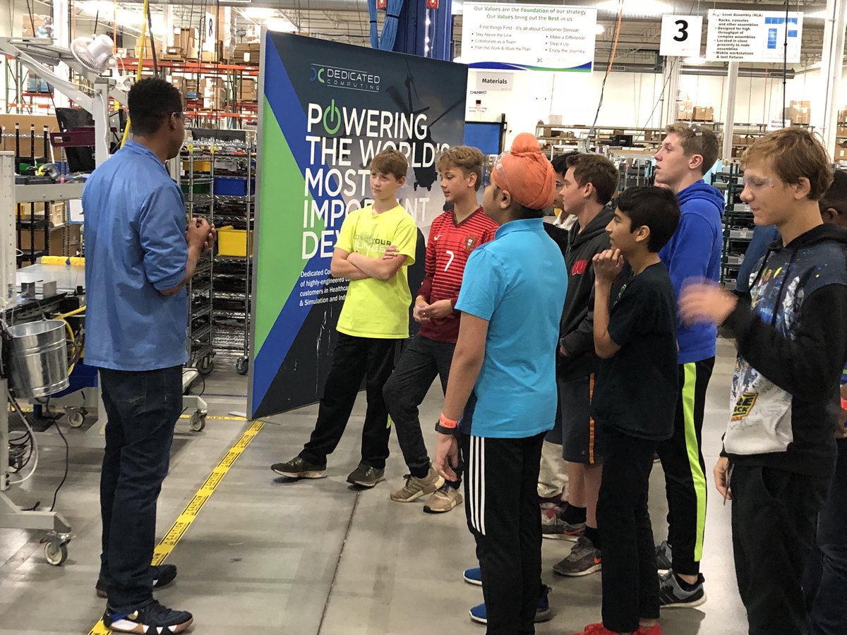 Dedicated's tweet image. Thank you Wisconsin Hills Middle School (@ElmbrookSchools) for joining us today and getting an exclusive look at how we Power The World's Most Important Devices! #DedicatedComputing #engineeringeducation