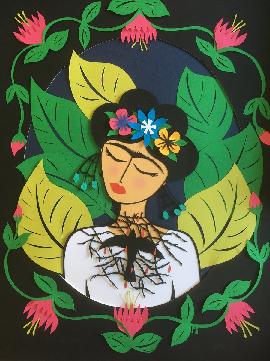‘Portrait of Frida’ hand cut paper. Selected for this years Royal Ulster Academy of Arts annual exhibition. #rua #ulsteracademy #art #fridakahlo #paperartist #makingherselfup #fridaexhibition #handcutpaper #artist #frida #
