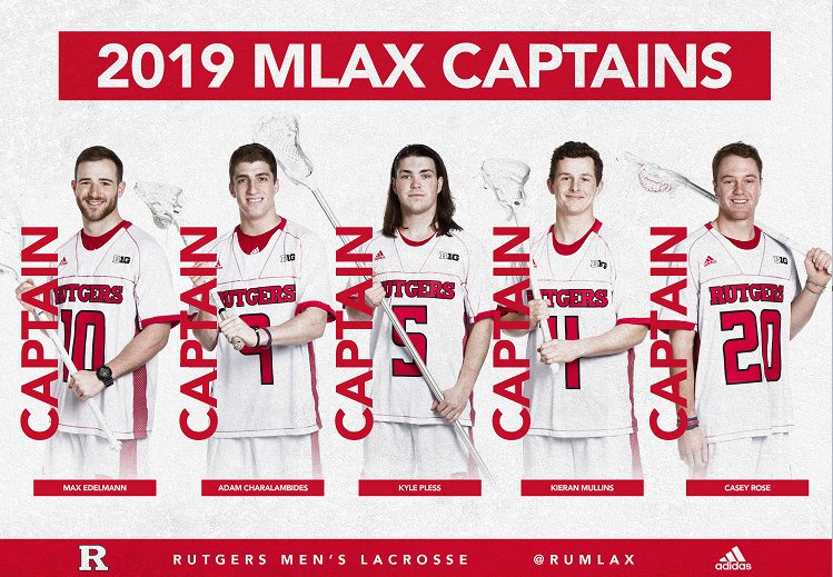 Excited to announce the 2019 #RUMLax captains!

- Max Edelmann
- Adam Charalambides
- Kyle Pless
- Kieran Mullins
- Casey Rose

Details: bit.ly/2yfkIEd