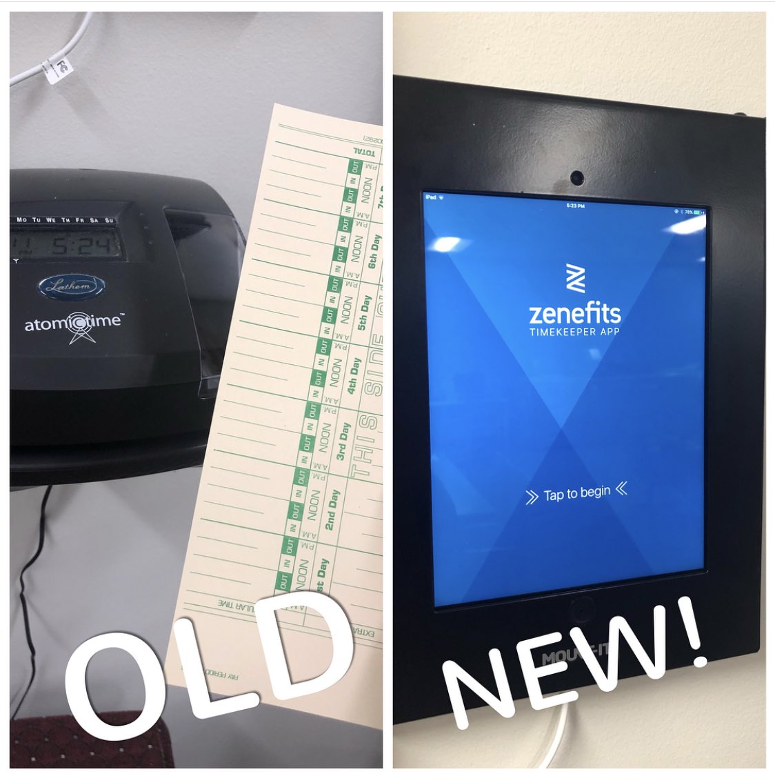 Paper time clocks to digital time clocks 😍
#21stcentury #timeclock #modernworkspace #readyfortomorrow <a href="/Zenefits/">Prince aizen Cadelena</a>