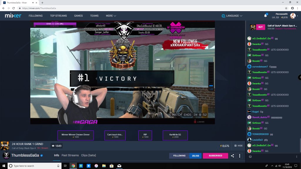 Pezzaaaahh's tweet image. Congrats to the bro @ThumblessGaGa and his most successful steam yet with over 1800 viewers! Back where he belongs dominating COD #BlackOps4... P.s the viewers know you are duckin! #1-0 #pointtotheeasywork😏! Good work!