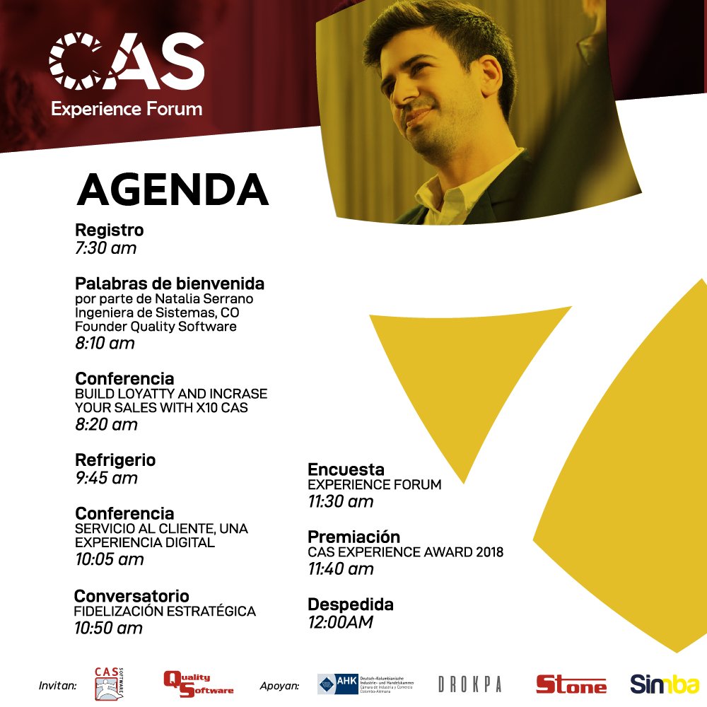 simbasoftware's tweet image. Bogotá y Medellín esta es la agenda del #CasForum el primer foro de fidelizaciòn de clientes para aumentar tus ventas.

👨🏻‍💼👩🏼‍💼Si quieres asistir escríbenos al +57 300 2335210 email: ventas@stone.com.co
🔔¡Cupos limitados!

Más info en softwarecrm.com.co/casforum/