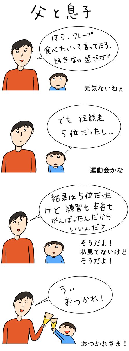 クレープ屋で働く私のどうでもいい話番外編
「父と息子」

運動会の徒競走が５位だったら 