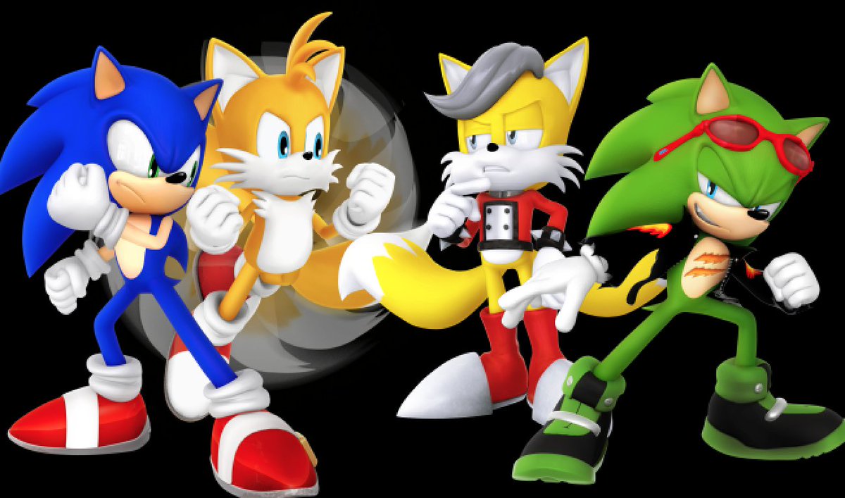 Sonic and Tails vs Miles and Scourge. 