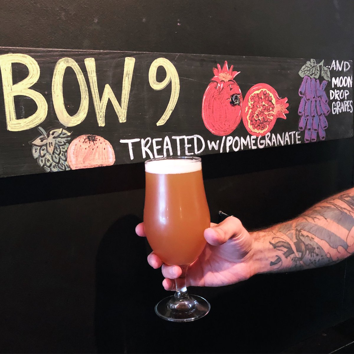 #Treatyoself Bow 9 - Citrus Pale W with Orange zest is treated with #pomegranate and #moondropgrapes don’t miss it! There’s only one keg! #treatedkeg