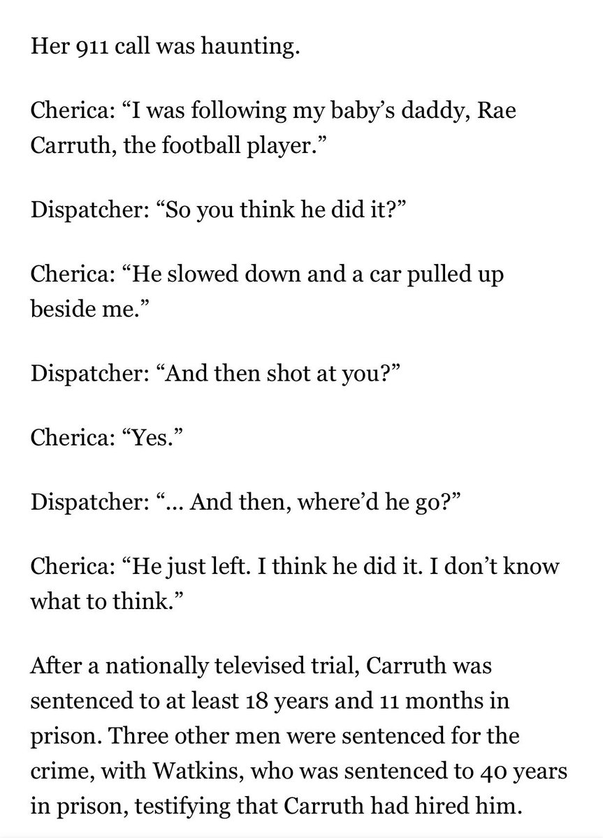 Nato Jacobs On Twitter Cherica Adams Used Her Dying Breaths To Tell The 911 Dispatcher About What Rae Carruth Did This Man Is A Monster