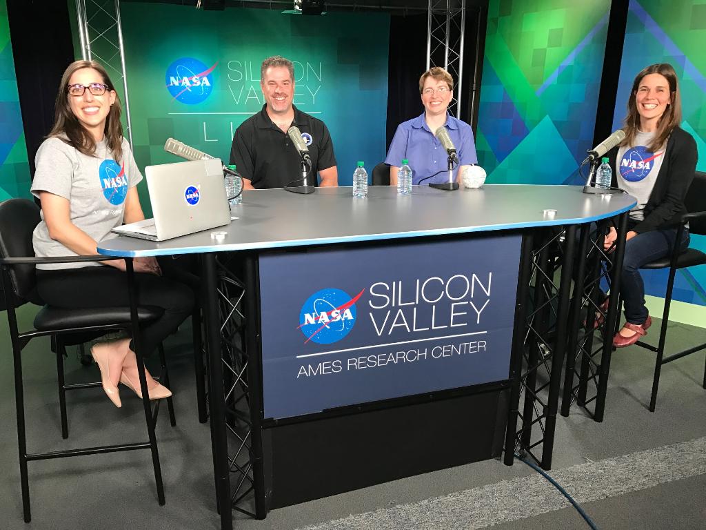 NASAAmes's tweet image. LIVE NOW: In this episode of NASA in Silicon Valley Live, we talk about exploring the Moon with robots, NASA’s 60th anniversary and more! Have questions? Chat with us on @Twitch: twitch.tv/nasa