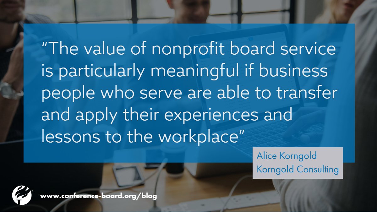 Conferenceboard's tweet photo. Research Finds Nonprofit Board Experience Changes Employee Behaviors. Dive into the values of nonprofits with @alicekorngold: https://t.co/Alt5Q8RR5V #tcbBlogs #Nonprofit https://t.co/8VOMGP1H9S