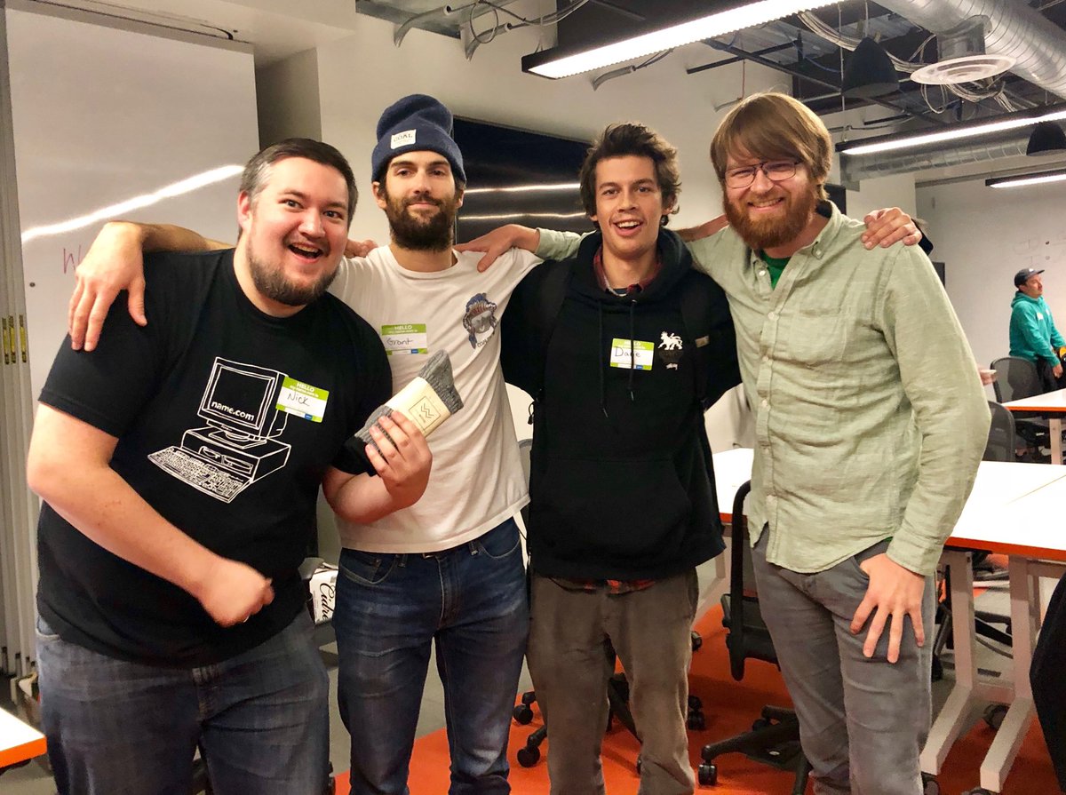 namedotcom's tweet photo. And our winners! Team Non Commitment leading the way with their take on https://t.co/792uwyUezo. #hackthedot @galvanize https://t.co/3IJLYJWuoy