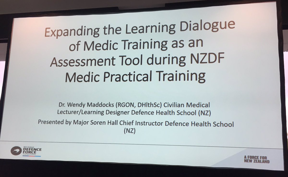 stujb77's tweet photo. #AMMA18 sharing training ideas with our NZDF friends; Chief Instructor of the NZDF Medical School - MAJ Soren Hall. https://t.co/TvchEm5q19