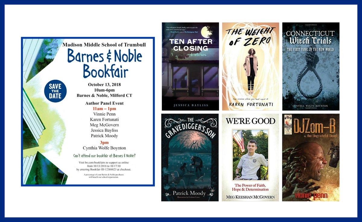 JBaylissWrites's tweet photo. Connecticut friends, don't forget about the author panel happening on Saturday at the B&N in Milford. Join us for an afternoon of bookish fun for a good cause! (#authorevent #booksigning #TenAfterClosing #Connecticut) https://t.co/6QgSku6acJ